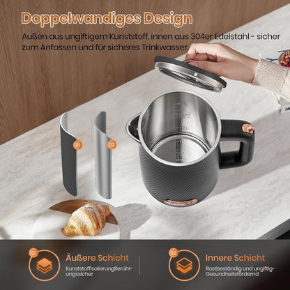 OLEGA Wasserkocher - 1800W 1.8L Schnellaufheizender Automatischer Abschaltung