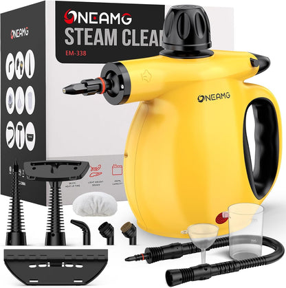 Oneamg Dampfreiniger Handgerät,450 ml Wassertank 10 Zubehörteile mit Sicherheitsverriegelung