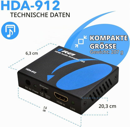 OREI 4K Audio Extractor HDMI UltraHD 4K @ 60Hz 18G HDMI 2.0 Audio Converter (HDA-912)