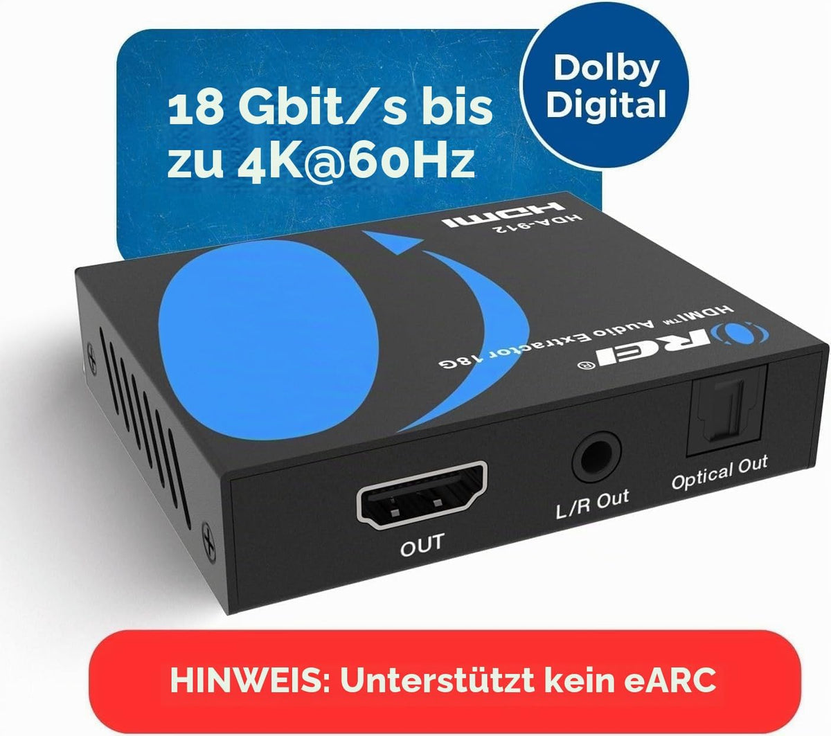 OREI 4K Audio Extractor HDMI UltraHD 4K @ 60Hz 18G HDMI 2.0 Audio Converter (HDA-912)