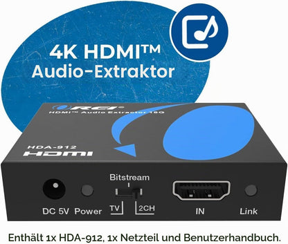 OREI 4K Audio Extractor HDMI UltraHD 4K @ 60Hz 18G HDMI 2.0 Audio Converter (HDA-912)