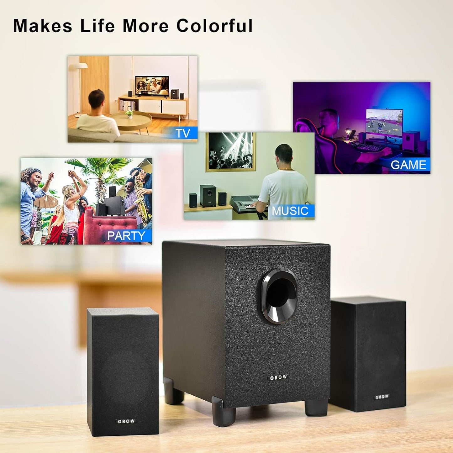 OROW PC Lautsprecher,16W 2.1  mit Subwoofer USB HI-FI Stereo