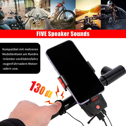 OSHINEW 4-in-1-Handyhalterung Fahrrad mit Taschenlampe/Hupe/Powerbank, réglable Lenker-Handyhalter pour 4-6,3-Zoll-smartphones