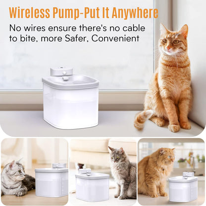 OUKNAK Katzenwasserbrunnen, kabellos, 2,2 LP Haustierwasserbrunnen