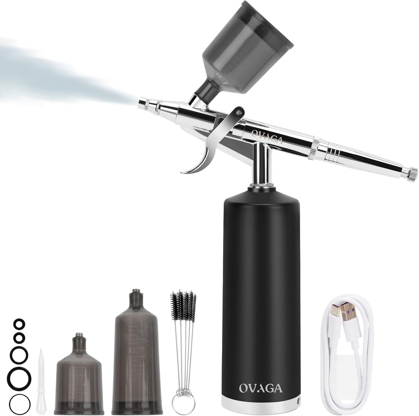 Ovaga Airbrush-Kit, wiederaufladbar, kabellos, Airbrush-Kompressor,Airbrush-Set, tragbar, kabellos,