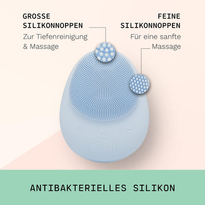 Ovall 2 antibakterielle Silikon-Gesichtsreinigungsbürste, modernste Sonic-Technologie, für alle Hauttypen (Türkis)