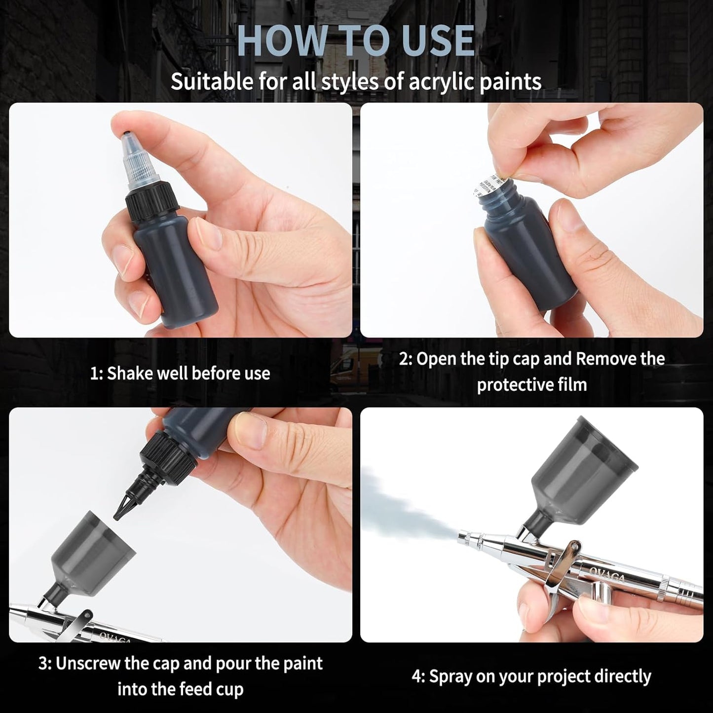 Ovaga Airbrush-Kit, wiederaufladbar, kabellos, Airbrush-Kompressor,Airbrush-Set, tragbar, kabellos,