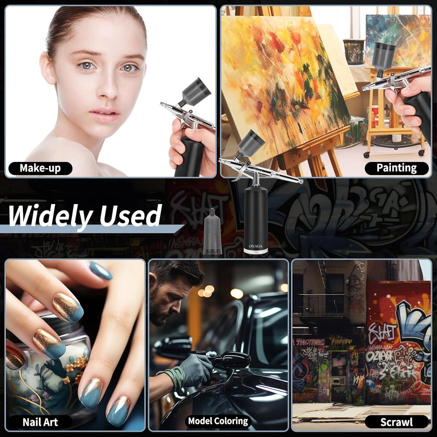 Ovaga Airbrush-Kit, wiederaufladbar, kabellos, Airbrush-Kompressor,Airbrush-Set, tragbar, kabellos,