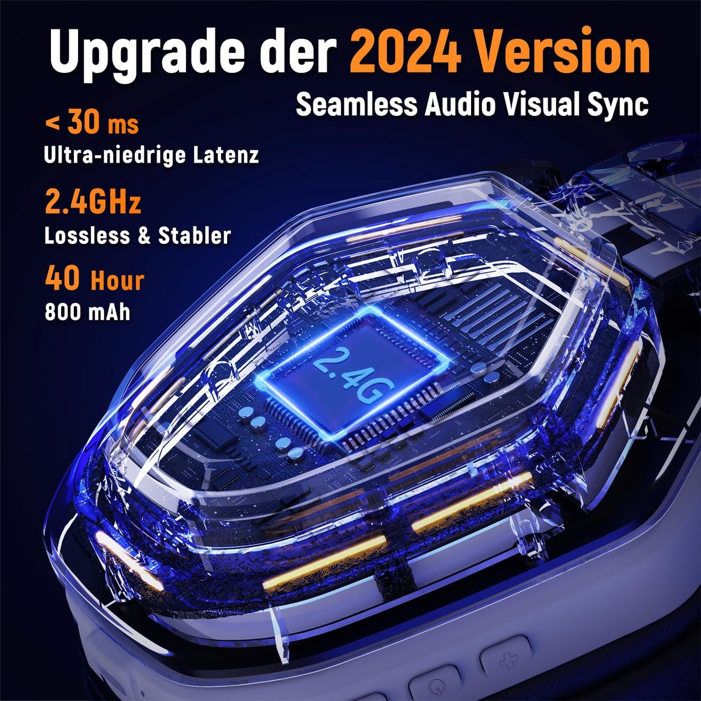Ozeino OW810 40H Wireless Gaming Headset, Dual-Modus(2.4GHz+BT) mit 7.1 Surround