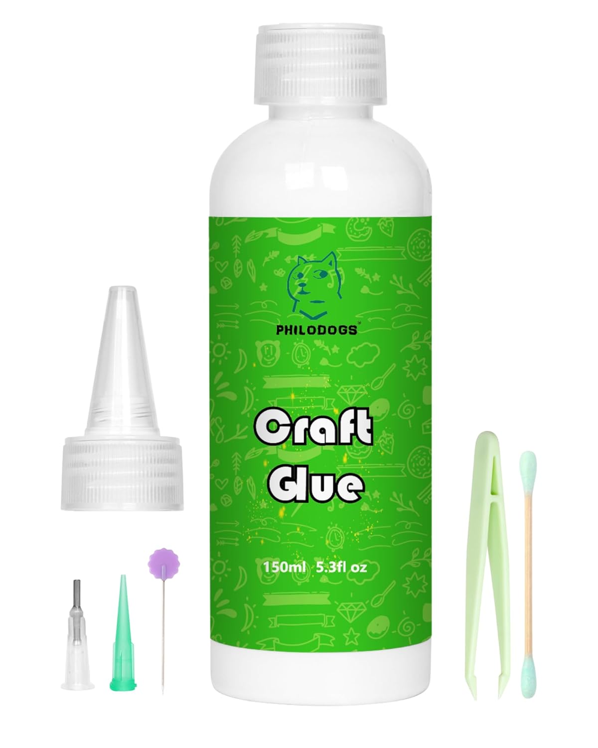 2 x Philodogs Präzisions-Bastelkleber, 150 ml Kunstkleber mit vielseitigen Spitzen(2 stück)