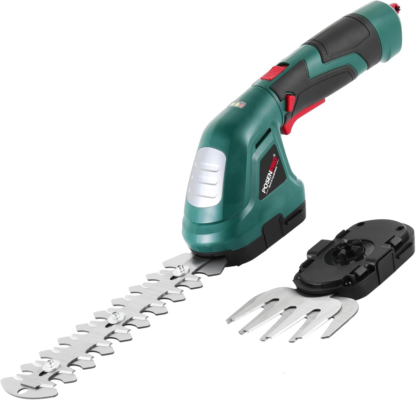 POSENPRO Akku-Heckenschere 7,2V, 2-in-1 Rasen- und Strauchschere