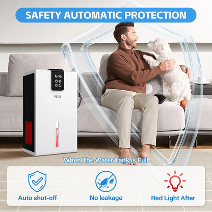 PSOS Luftentfeuchter elektrisch, 2700ML ultra leiser raumenfeuchter mit LED display