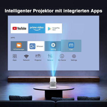 PYIER Smart Beamer 1080P Kompatibel mit Netflix & Elektrischer Focus 270°Drehbar