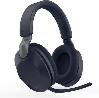 PARCHY Bluetooth-Kopfhörer Over-Ear, kabellos V5.3, Ohrhörer aus weißem Proteinleder, Headset mit Mikrofon (Tiefblau)