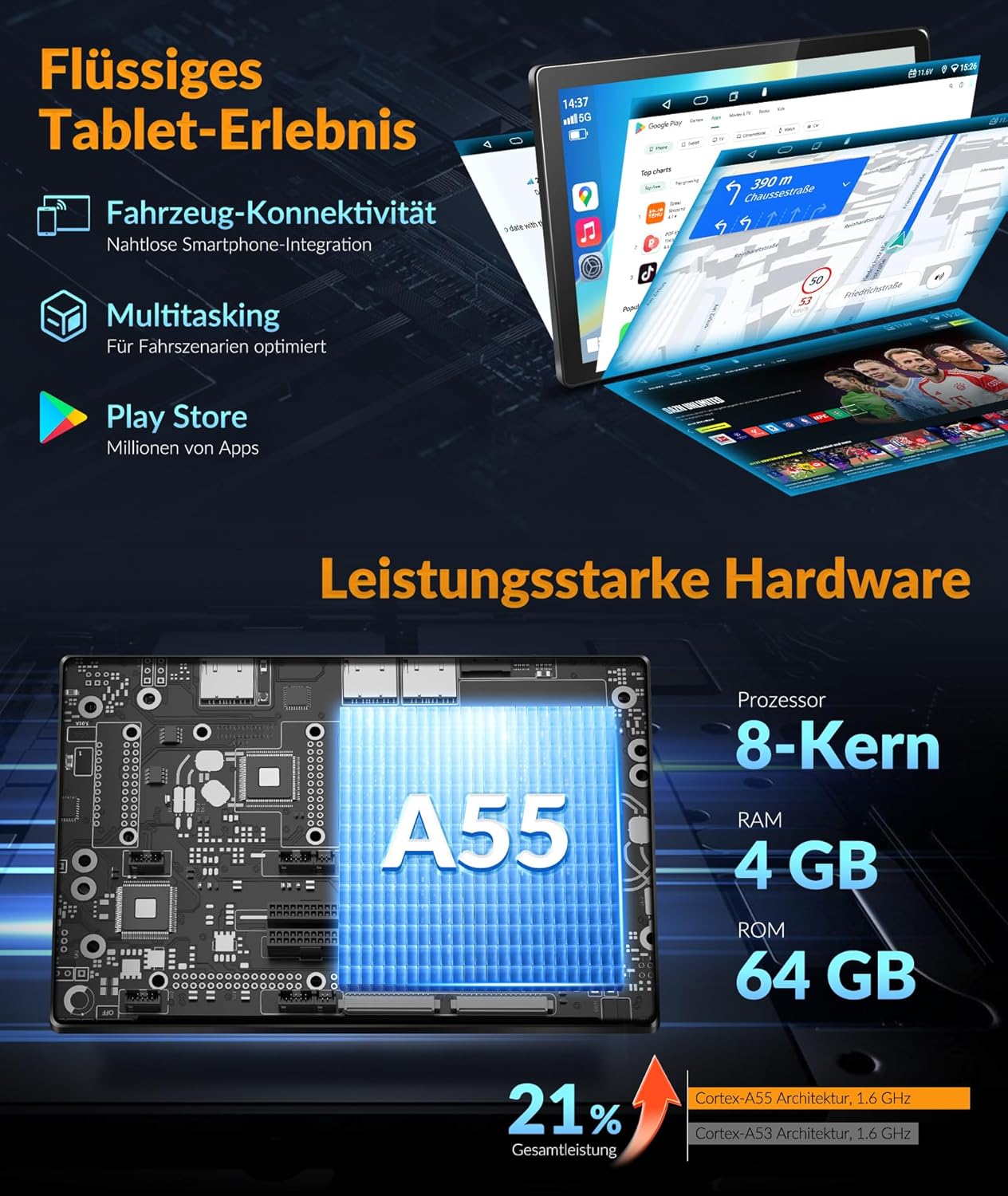 PORMIDO 11,8" 2K Autoradio mit Bildschirm: Android 13 1din Radio Apple CarPlay