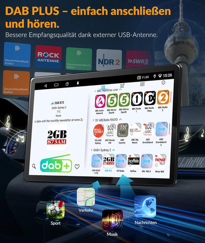 PORMIDO 11,8" 2K Autoradio mit Bildschirm: Android 13 1din Radio Apple CarPlay