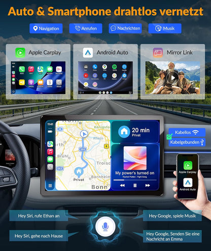 PORMIDO 11,8" 2K Autoradio mit Bildschirm: Android 13 1din Radio Apple CarPlay