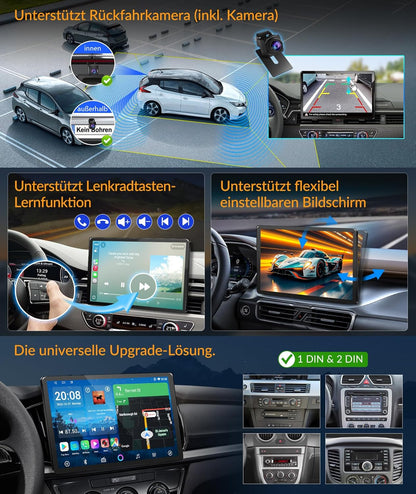 PORMIDO 11,8" 2K Autoradio mit Bildschirm: Android 13 1din Radio Apple CarPlay
