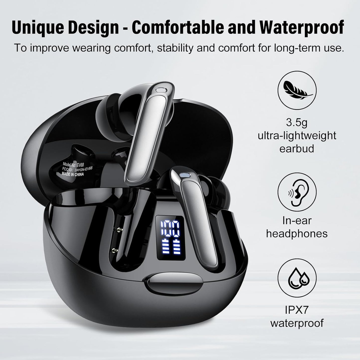Puqo AI Kopfhörer 3-in-1 Sprachübersetzer 164 Sprachen mit App,48H Bluetooth 5.3