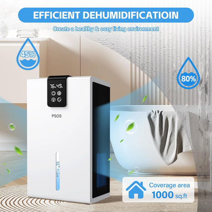PSOS Luftentfeuchter elektrisch, 2700ML ultra leiser raumenfeuchter mit LED display