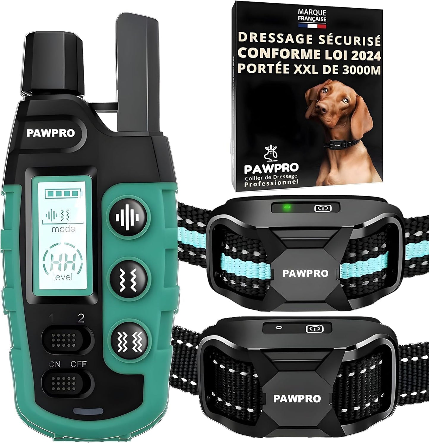 PAWPRO Trainingshalsband für Hunde, XXL-Reichweite 3000m,3 Modi Piepton,Vibration