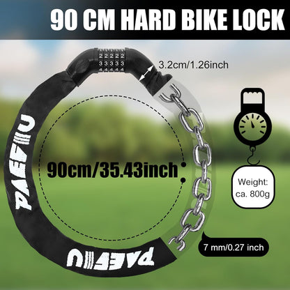 2 X PAEFIU Fahrradschloss Hohe Sicherheit, 7mm Starke Kettenschloss Mit 5-Stelliger Zahlencode Fahrradschloss Zahlenschloss Für Fahrräder Motorräder Roller