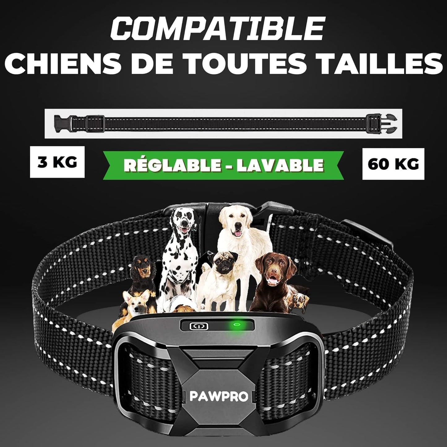 PAWPRO Trainingshalsband für Hunde, XXL-Reichweite 3000m,3 Modi Piepton,Vibration