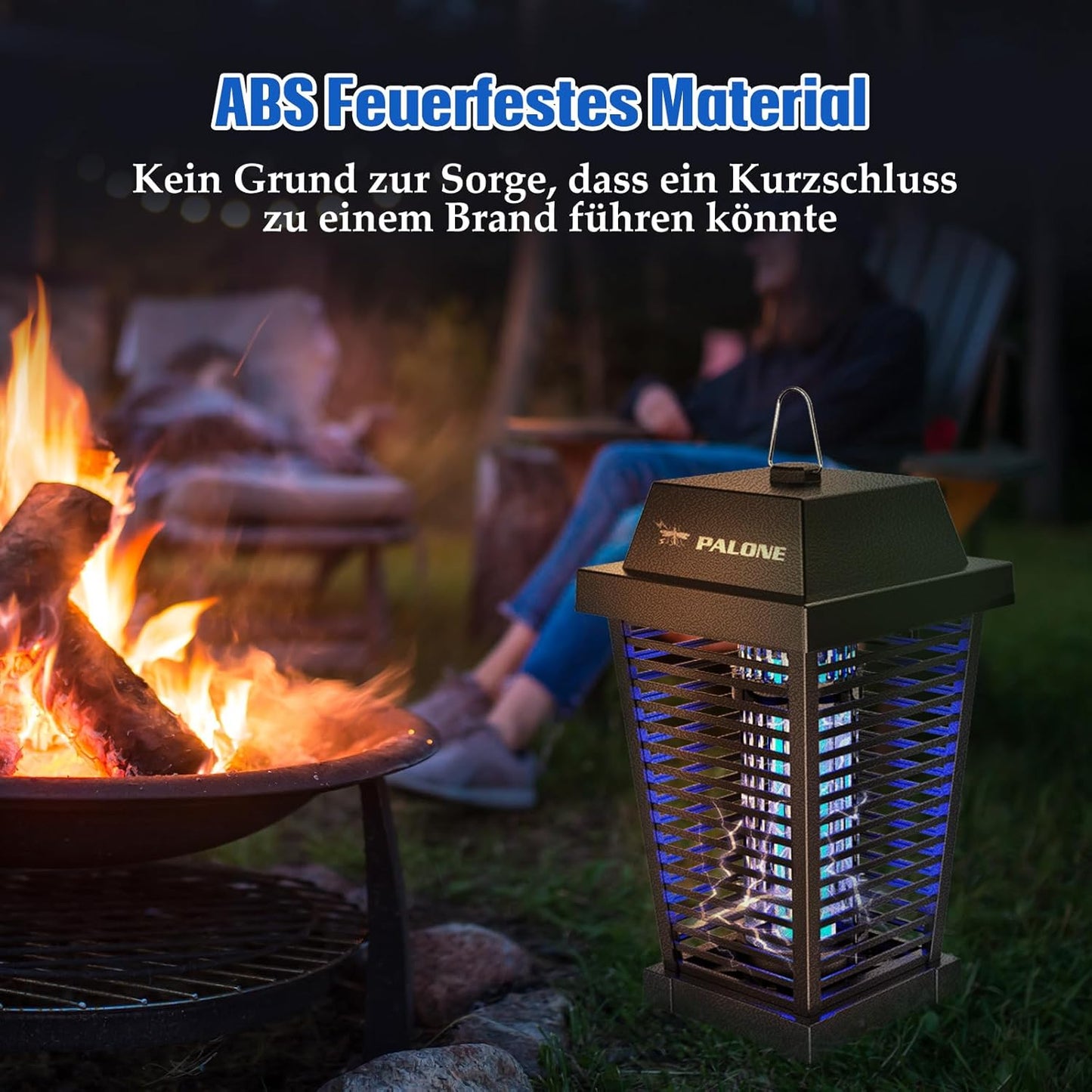 PALONE Insektenvernichter Elektrisch Solar, 4500V USB C Mückenlampe with 7,5W/5V Sonnenkollektor