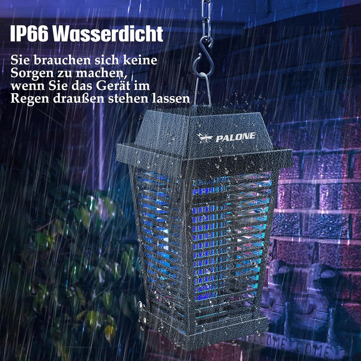 PALONE Insektenvernichter Elektrisch Solar, 4500V USB C Mückenlampe with 7,5W/5V Sonnenkollektor