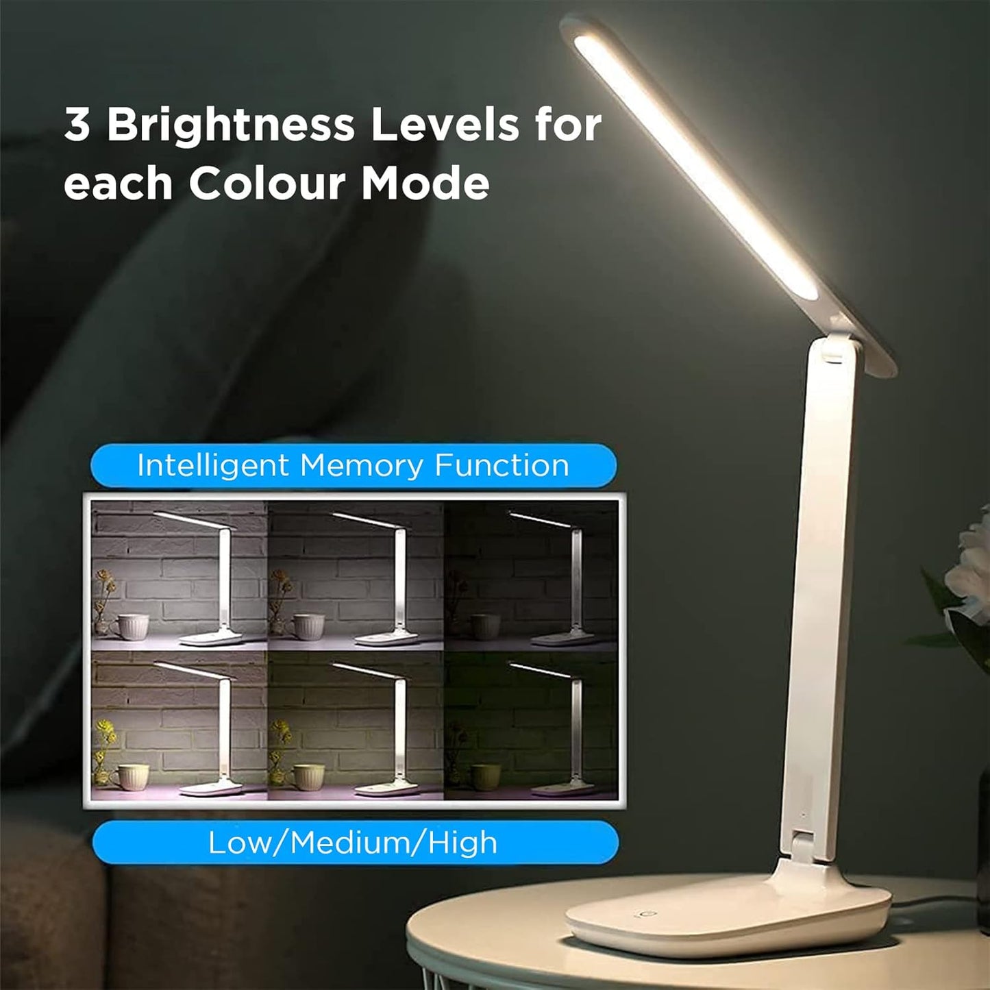 PAPERANG LED-Schreibtischlampe USB 1200mAh mit 3 Beleuchtungsmodi Weiß