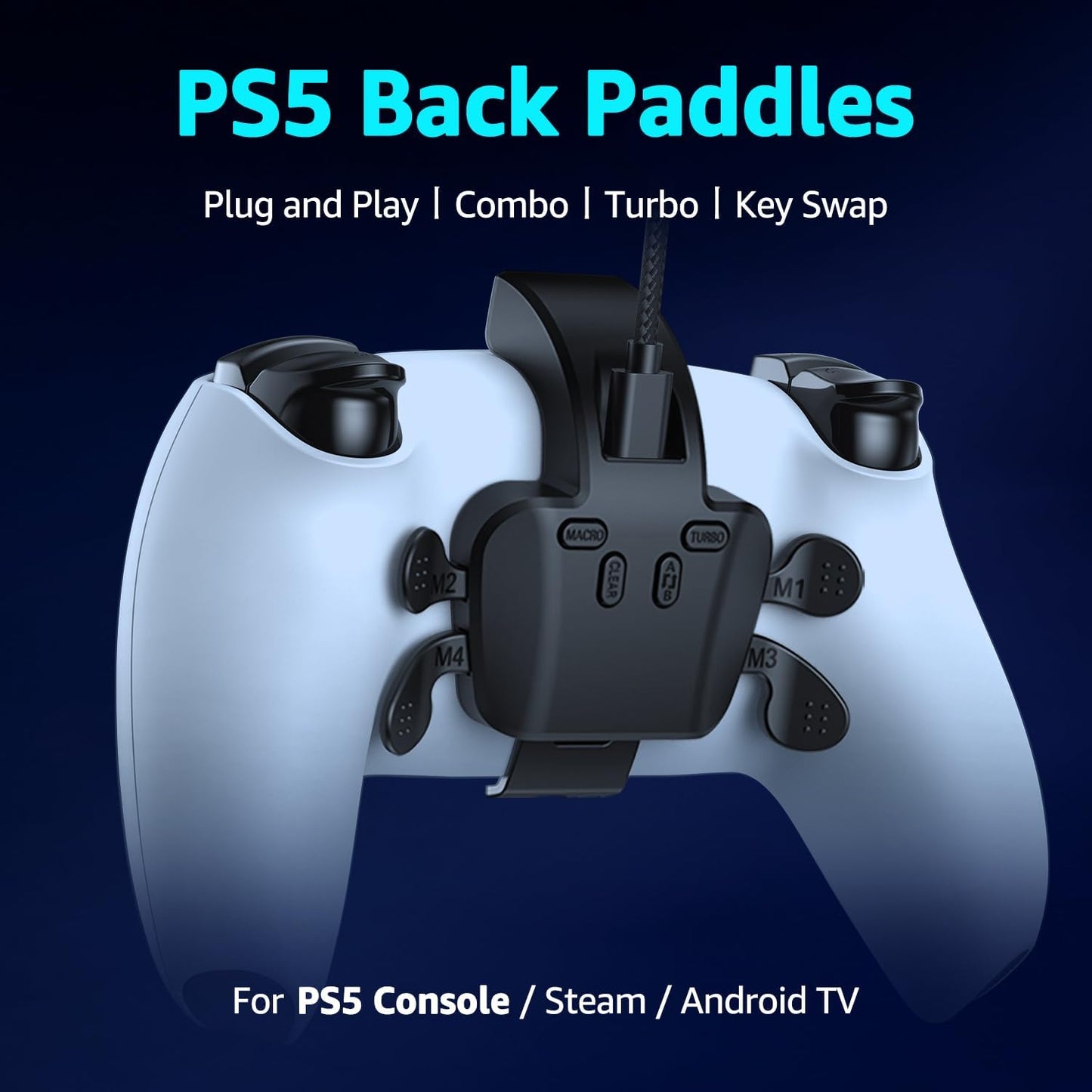 Paddles-Zubehör für PS-5 Controller, 4 programmierbare Verkabelt Plug & Play, Kompatibel mit PS-5/PC/Mac
