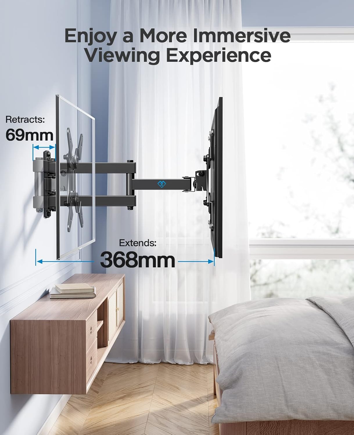 PERLESMITH TV Wandhalterung, Schwenkbare für 13-42 Zoll Monitor bis zu 20kg