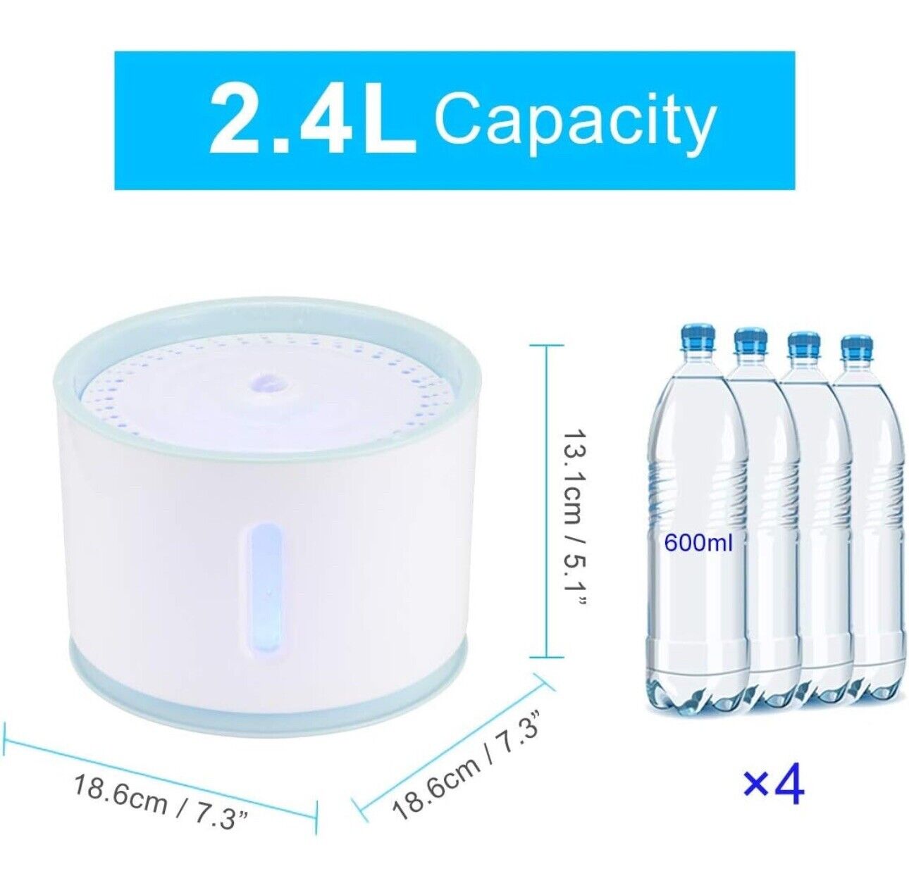 Peahog Haustier Electric Wasserbrunnen 2,4 l USB LED Automatik Katze Chien Dépensier