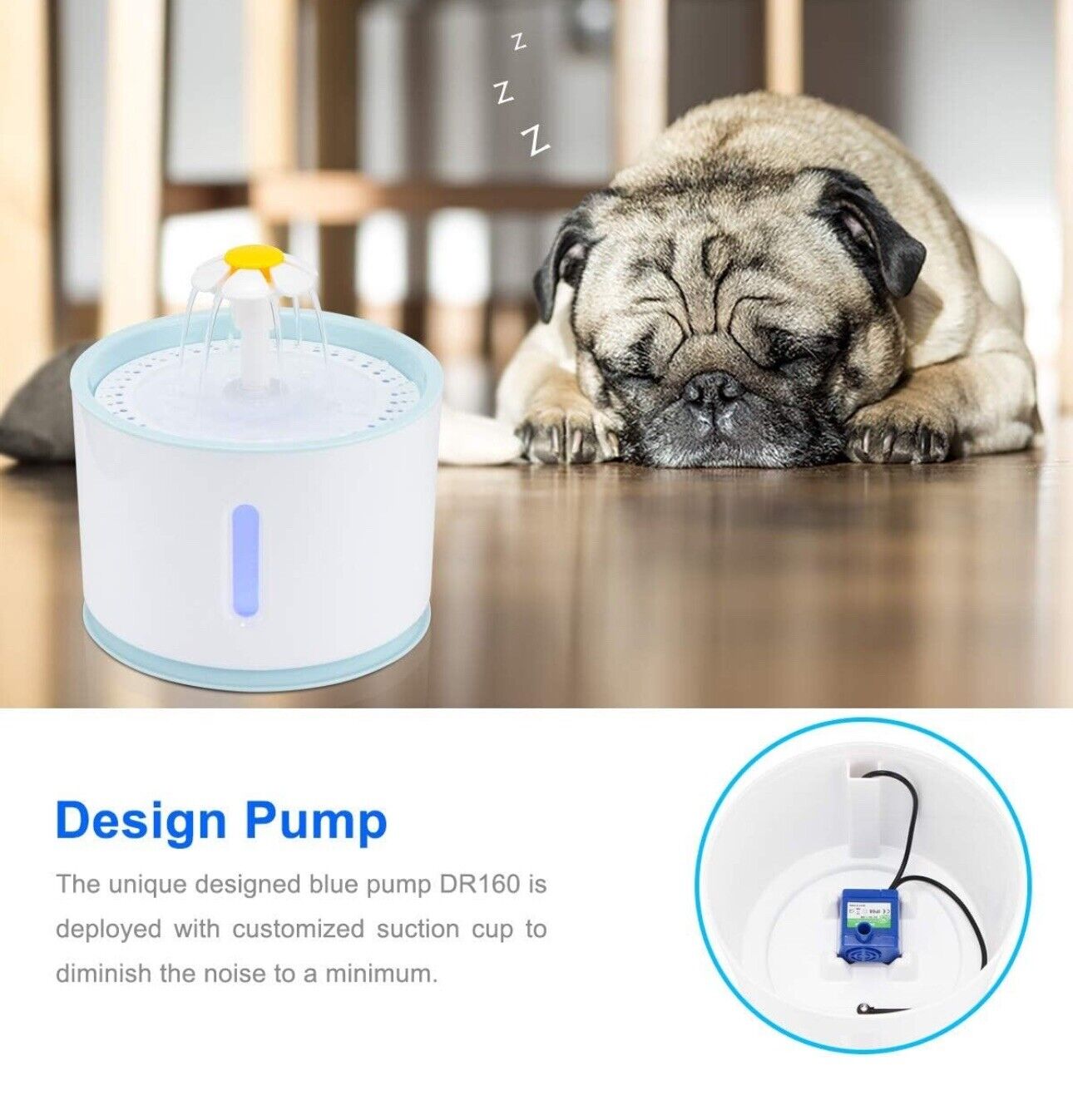 Peahog Haustier Electric Wasserbrunnen 2,4 l USB LED Automatik Katze Chien Dépensier