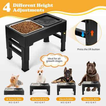 PETTOM Erhöhter Hundenapf (2 x 1.6L), 4 Höhenverstellbar Napfständer