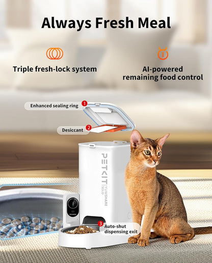 PETKIT Automatischer Katzenfutterautomat 3L mit Kamera HD-Video,Nachtsicht, 2-Wege-Audio