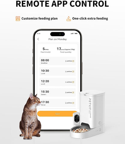 PETKIT Automatischer Katzenfutterautomat 3L mit Kamera HD-Video,Nachtsicht, 2-Wege-Audio
