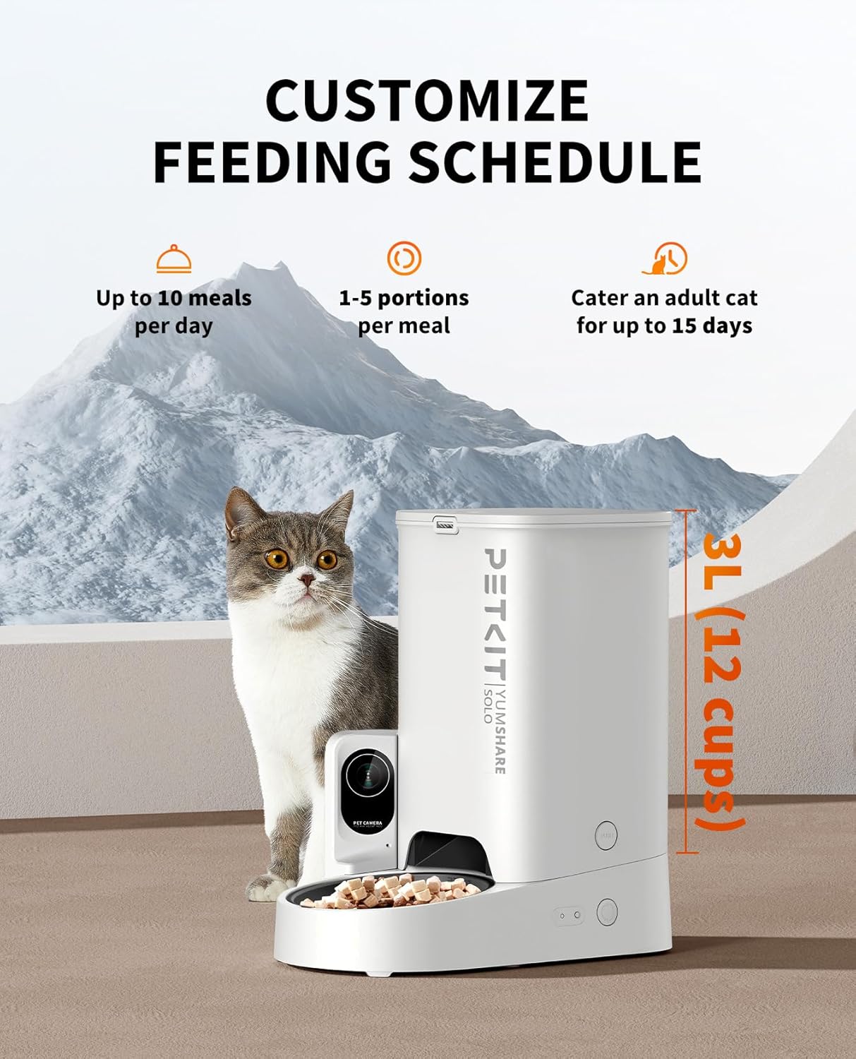 PETKIT Automatischer Katzenfutterautomat 3L mit Kamera HD-Video,Nachtsicht, 2-Wege-Audio