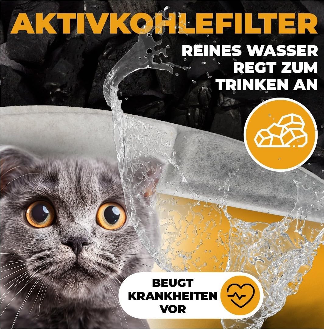 Pfotenprinz Katzenbrunnen Extra Leise & Ergonomischer 1.8L Trinkbrunnen