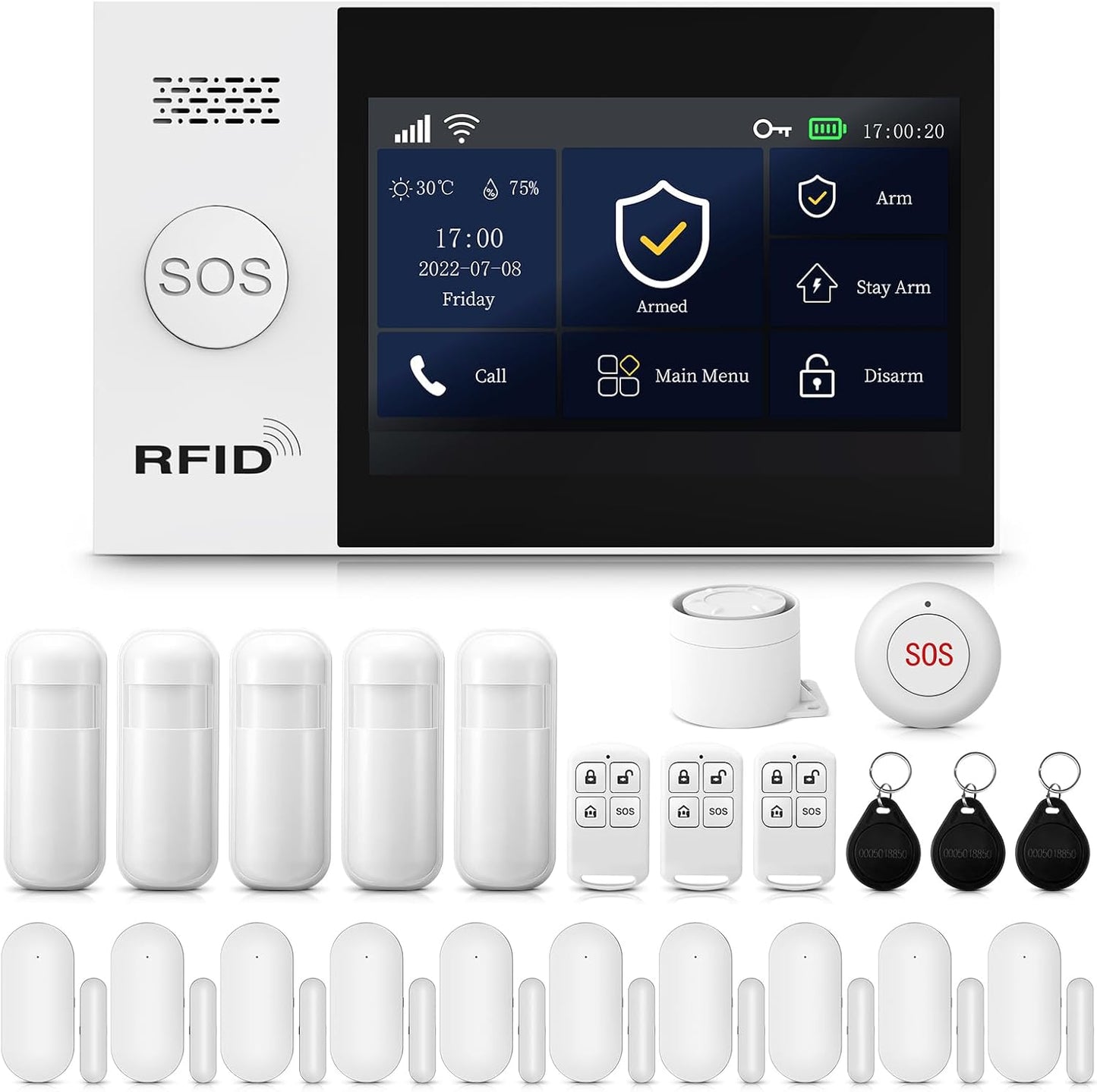 PGST Alarmanlage Set WiFi + GSM 4G, Smart Home kabellose, WLAN mit Sirene,