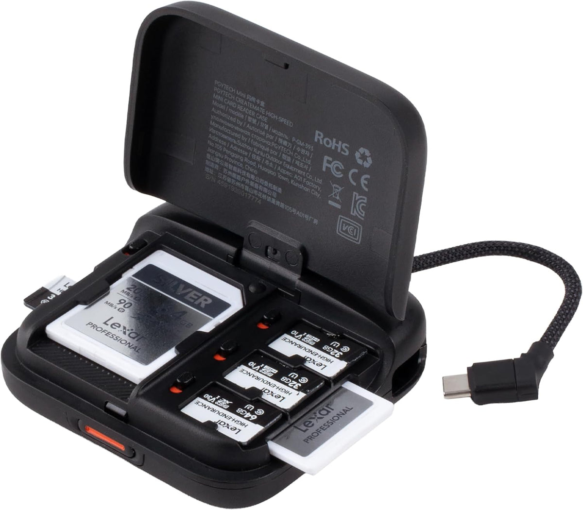 PGYTECH CreateMate Mini SD/Micro SD Kartenleser, USB 3.1 312MB/s Schwarz