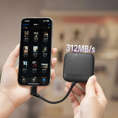 PGYTECH CreateMate High-Speed Mini-Kartenlesergehäuse (Klassisches Schwarz) | USB 3.1