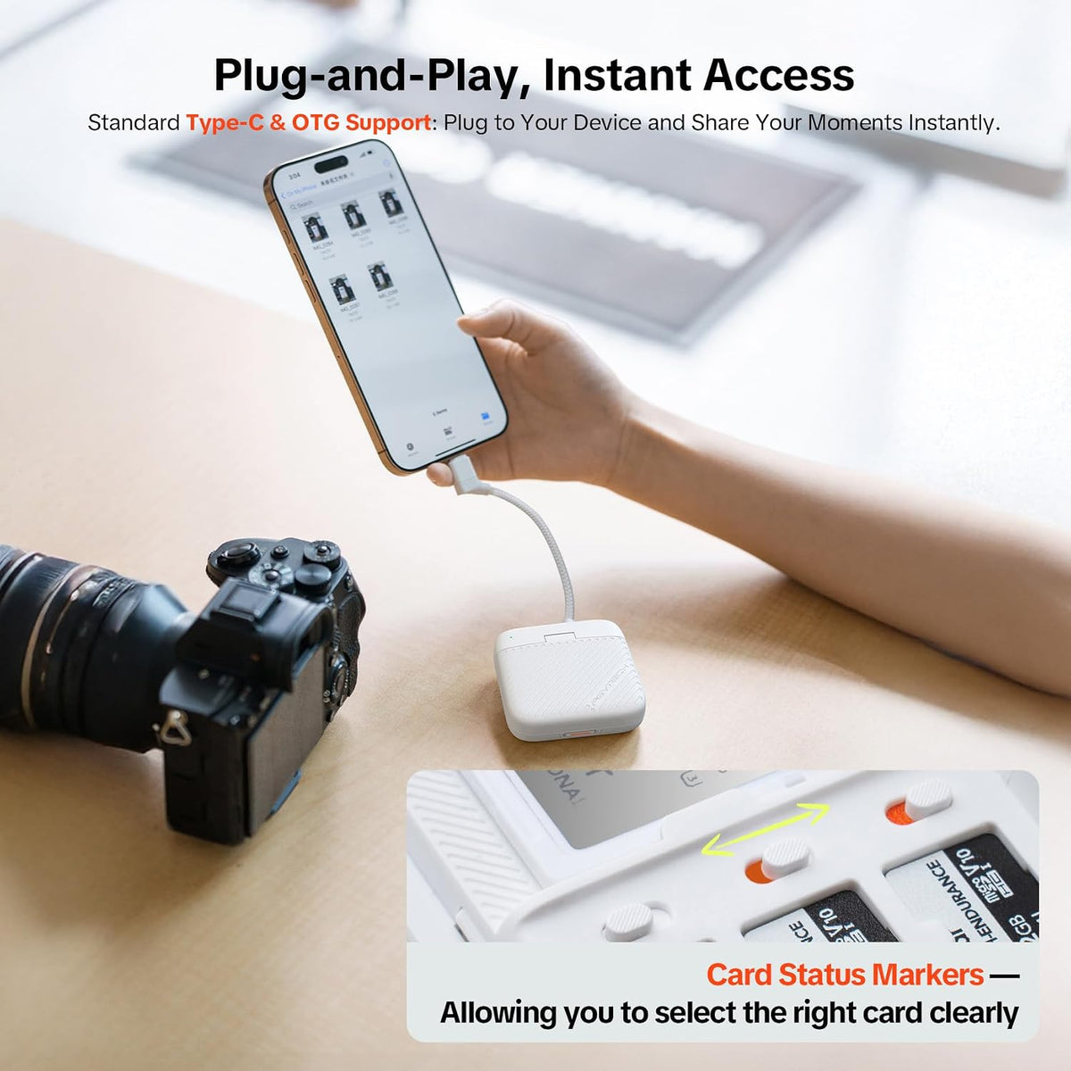 PGYTECH CreateMate Mini SD/Micro SD Kartenleser, USB 3.1 312MB/s Schwarz