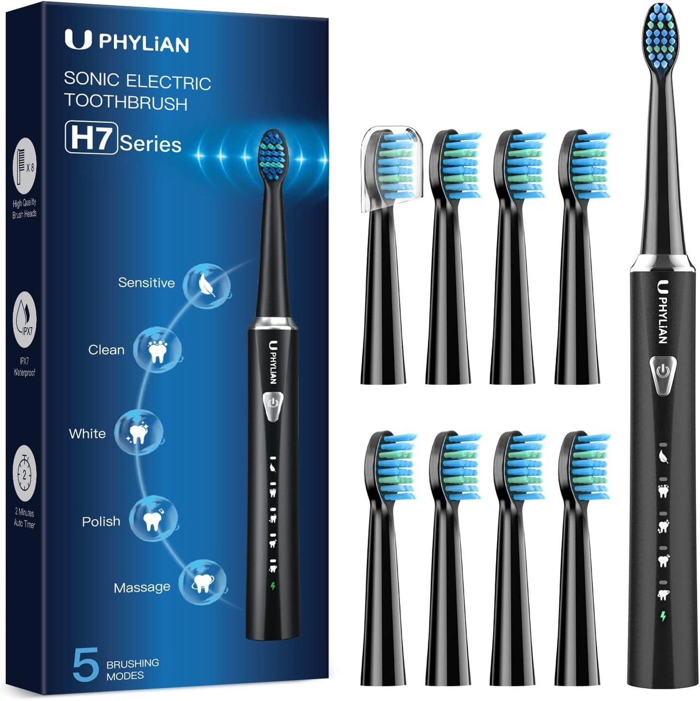Sonic Elektrische Zahnbürste SchallzahnbürstePHYLIAN H7 Elektrische Schallzahnbürste ，Shcall Elektri