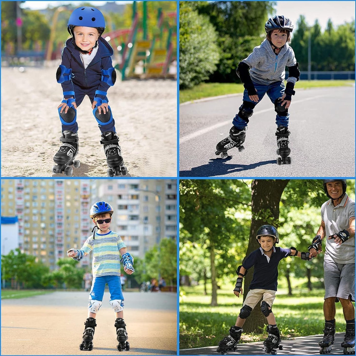 PIPIZHU Rollschuhe für Kinder mit Leuchtenden Rädern L (36-40 EU) Schwarz/Weib