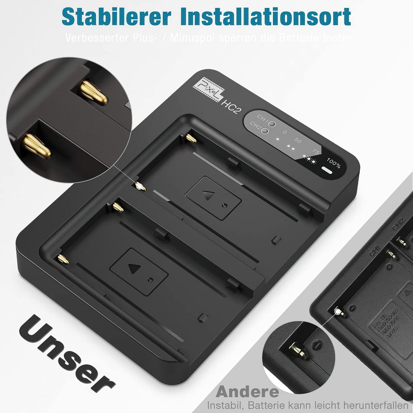 2X NP F970 Pixel Kamera-Akku Ladeset 8400mAh für NP F970, F750, F770, F960, F550, F530, F330, F570, CCD-SC55, TR516, TR716, TR818, TR910, TR917 usw. für Blitzgeräte Videoleuchten Fieldmonitore