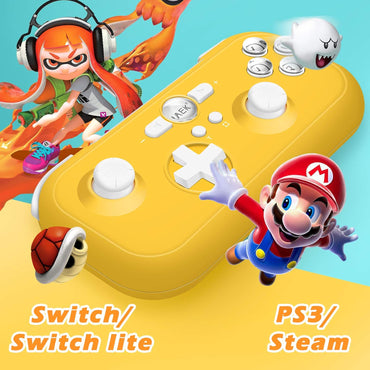 Manette PiAEK pour Nintendo Switch, capteur 6 axes, double choc, manette Bluetooth Pro avec câble, compatible avec Switch, Switch Lite, PS3, Steam (jaune)