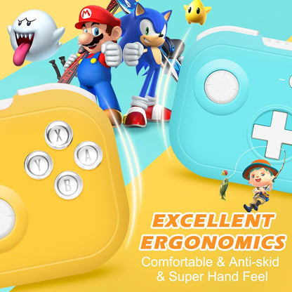Manette PiAEK pour Nintendo Switch, capteur 6 axes, double choc, manette Bluetooth Pro avec câble, compatible avec Switch, Switch Lite, PS3, Steam (jaune)