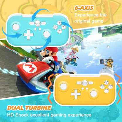 Manette PiAEK pour Nintendo Switch, capteur 6 axes, double choc, manette Bluetooth Pro avec câble, compatible avec Switch, Switch Lite, PS3, Steam (jaune)