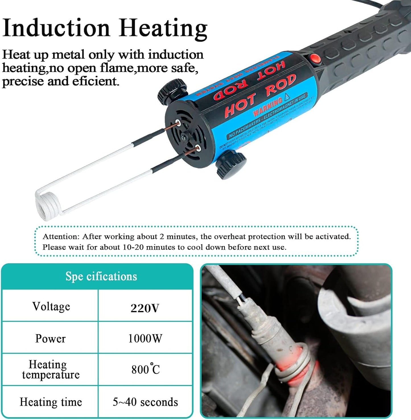 PAKOWIN Magnetisches Induktionsheizgerät-Kit - 1200W 220V Automobilloses Heizwerkzeug mit 10 Spulen